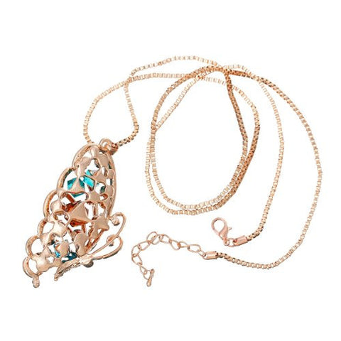 Snake Chain Pendant Necklace Rose Gold Tone Butterfly w/  Crystals with Extension Chain 28 Long - Sexy Sparkles Fashion Jewelry - 2