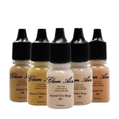 Set of 16 Shades of Glam Air Matte Airbrush Makeup Foundation Water Based Long Lasting 0.25oz Bottles (Great for Normal to Oily Skin) - Sexy Sparkles Fashion Jewelry - 2