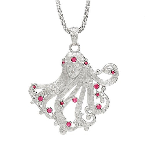 Beautiful Girl W/ Fuchsia  Crystals Necklace