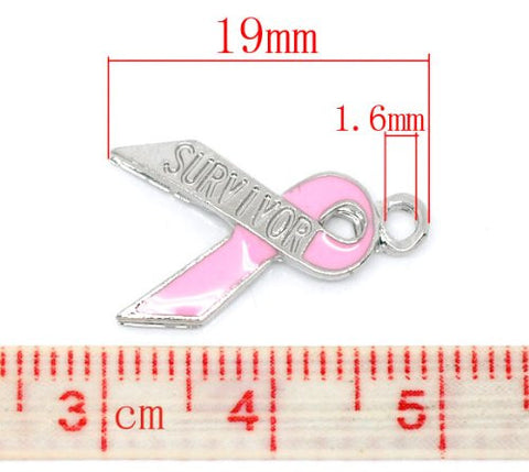 Survivor Pink Ribbon Awarness Charm Necklace or Bracelet Pendant Charm - Sexy Sparkles Fashion Jewelry - 3