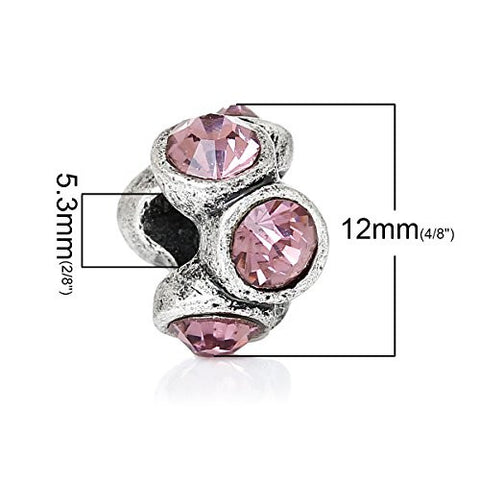 Birthday Month Charms W/ Round  Crystals Bead  (February) - Sexy Sparkles Fashion Jewelry - 3