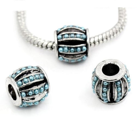 Blue Resin Lantern w/ Dots Bead Spacer For Snake Chain Charm Bracelet - Sexy Sparkles Fashion Jewelry - 3