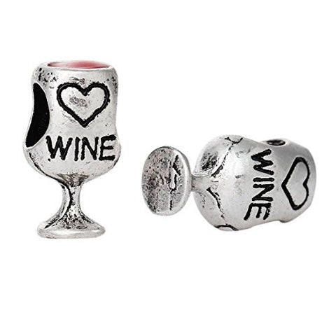 Wineglass Wine Wine Lover Glass Cup Charm Spacer Bead Compatible for all Snake Chain Charm Bracelets - Sexy Sparkles Fashion Jewelry - 2