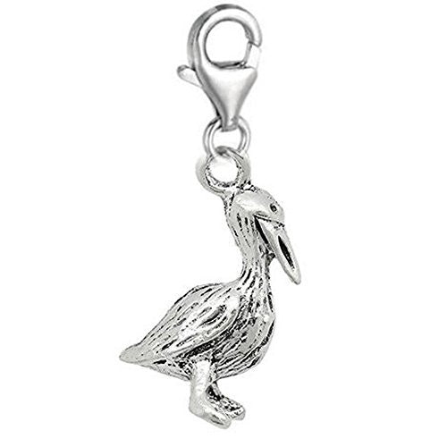 Clip on Duck Charm Dangle Pendant for European Clip on Charm Jewelry with Lobster Clasp - Sexy Sparkles Fashion Jewelry - 1