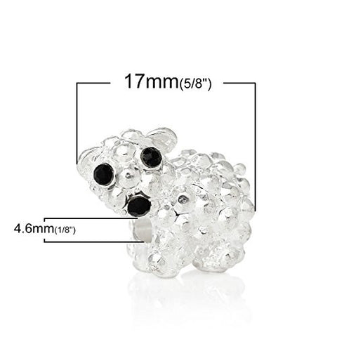 Polar Bear w/ Clear Crystals Charm Bead - Sexy Sparkles Fashion Jewelry - 3