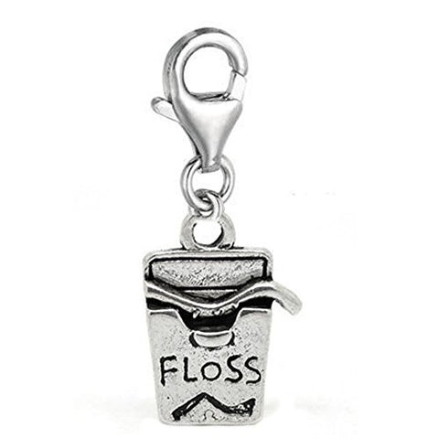 Floss Clip on Pendant for European Charm Jewelry w/ Lobster Clasp - Sexy Sparkles Fashion Jewelry - 1
