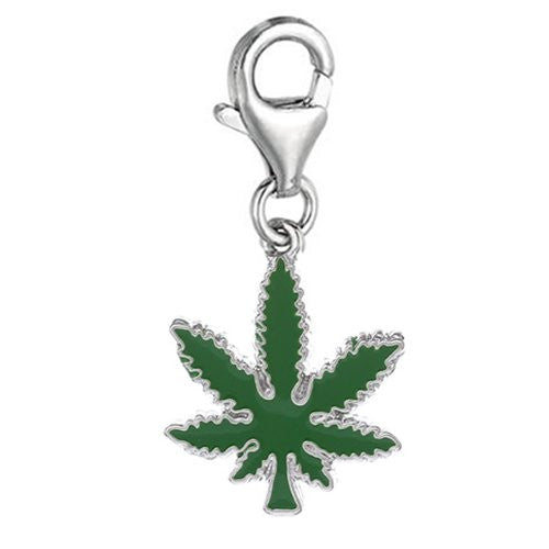 Cannabis Marijuana Leaf Clip On For Bracelet Charm Pendant for European Charm Jewelry w/ Lobster Clasp - Sexy Sparkles Fashion Jewelry