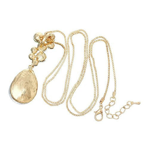 Gold Tone Box Chain Necklace with Oval Pendant Mixed  Crystals w/ Lobster Clasp Extender - Sexy Sparkles Fashion Jewelry - 2