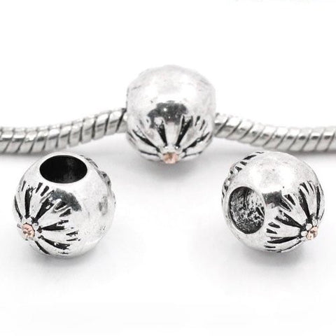 Flower Pattern Bead Spacer for Snake Chain Bracelets (Topaz) - Sexy Sparkles Fashion Jewelry - 3