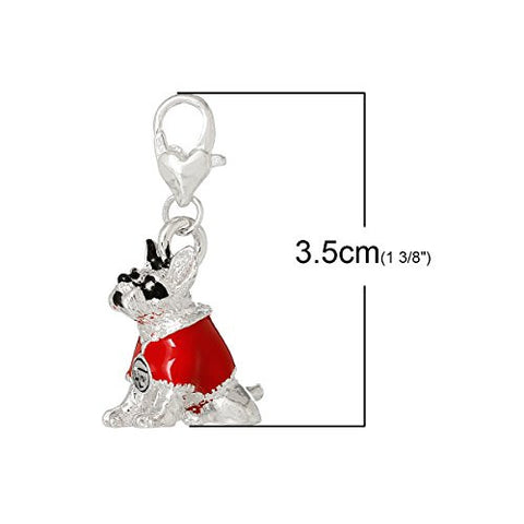 Dog W/ Red Shirt Clip On For Bracelet Charm Pendant for European Charm Jewelry w/ Lobster Clasp - Sexy Sparkles Fashion Jewelry - 3