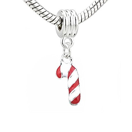 Christmas Candy Cane European Bead Compatible for Most European Snake Chain Charm Bracelet