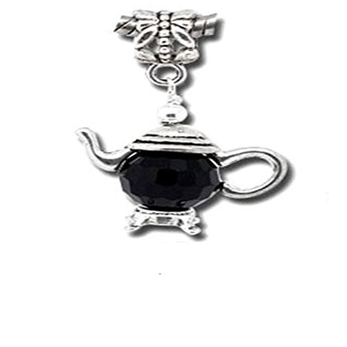 3D Silver Tone Teapot Charm Beads for Snake Chain Bracelets (Black) - Sexy Sparkles Fashion Jewelry
