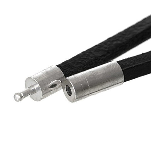 Cowhide Leather Bracelet Black Cord End Clasp 79cm(31 1/8") - Sexy Sparkles Fashion Jewelry - 2
