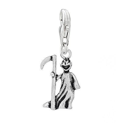 Grim Reaper Day of the Dead Clip on Pendant Charm for Bracelet or Necklace