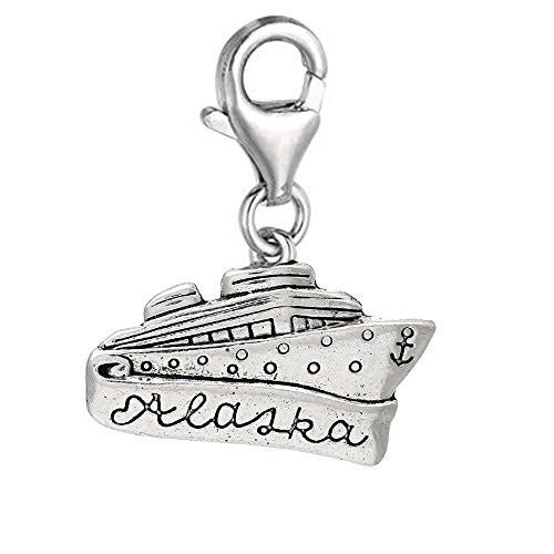 Cruise Ship Clip On For Bracelet Charm Pendant for European Charm Jewelry w/ Lobster Clasp