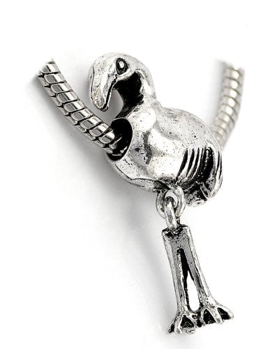 Flamingo with Dancing Legs Charm Spacer European Bead Compatible for Most European Snake Chain Bracelet - Sexy Sparkles Fashion Jewelry - 1