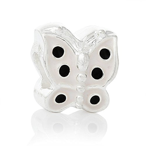 White Enamel Mother's Day Butterfly European Bead Compatible for Most European Snake Chain Bracelet - Sexy Sparkles Fashion Jewelry - 1