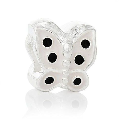 White Enamel Mother's Day Butterfly European Bead Compatible for Most European Snake Chain Bracelet - Sexy Sparkles Fashion Jewelry - 1