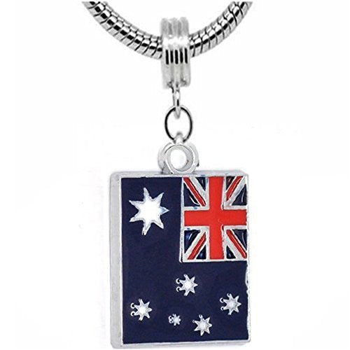 Australia Flag Bead Charm Dangle for snake Chain charm Bracelet