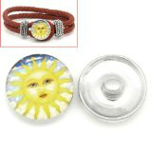 Sun Face Design Glass Chunk Charm Button Fits Chunk Bracelet 18mm - Sexy Sparkles Fashion Jewelry - 1