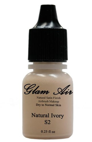Airbrush Makeup Foundation Satin S2 Natural Ivory and S4 Classic Beige Water-based Makeup Lasting All Day 0.25 Oz Bottle By Glam Air - Sexy Sparkles Fashion Jewelry - 2