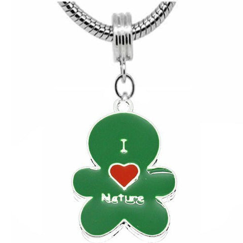 Green I Love Nature Bead Charm Dangle for snake Chain charm Bracelet - Sexy Sparkles Fashion Jewelry - 2
