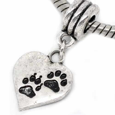 Bear Paw Heart European Bead Compatible for Most European Snake Chain Bracelet - Sexy Sparkles Fashion Jewelry - 2