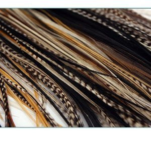 NEW 7-11 Feather Hair Extension Beige,Blond,Black,Browns & Grizzly Featehrs (5 Feathers Bonded At the Tip) - Sexy Sparkles Fashion Jewelry