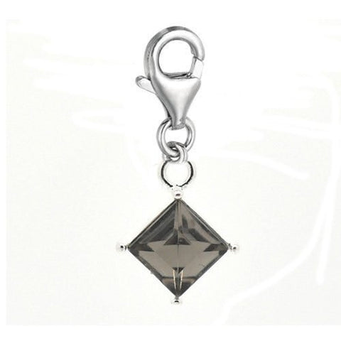 Gray Rhinestone Clip on Charm Pendant for European Charm Jewelry w/ Lobster Clasp - Sexy Sparkles Fashion Jewelry - 2