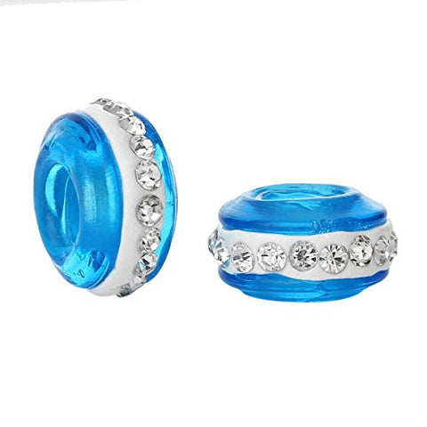 Blue Crystal European Bead Compatible for Most European Snake Chain Charm Bracelet - Sexy Sparkles Fashion Jewelry - 3
