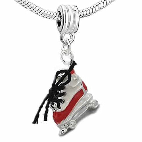 3d Ice Skate with Black Laces Spacer European Bead Compatible for Most European Snake Chain Bracelet - Sexy Sparkles Fashion Jewelry