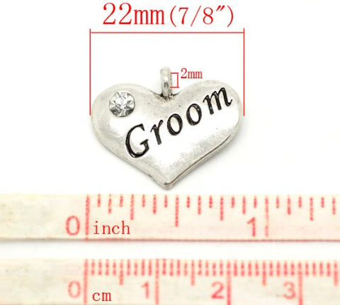 Groom Wedding Heart Charm Pendant for Necklace - Sexy Sparkles Fashion Jewelry - 3