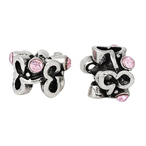 Beautiful Mothes Day Pink Crystal Charm Spacer European Bead Compatible for Most European Snake Chain Bracelet - Sexy Sparkles Fashion Jewelry - 2