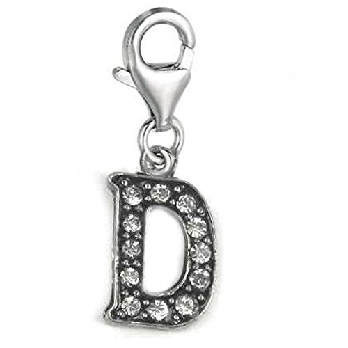 Clip on Letter D Dangle Charm Pendant for European Clip on Charm Jewelry w/ Lobster Clasp - Sexy Sparkles Fashion Jewelry
