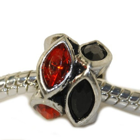 Red and Black Acrylic Rhinestones Charm European Bead Compatible for Most European Snake Chain Bracelet - Sexy Sparkles Fashion Jewelry - 3