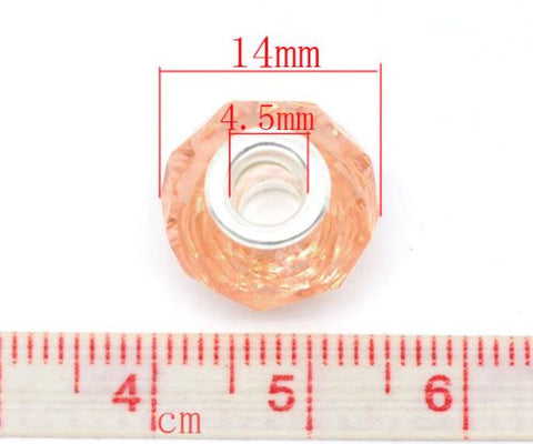 Glass Faceted Style Beads for Snake Chain Charm Bracelet (Peach) - Sexy Sparkles Fashion Jewelry - 2