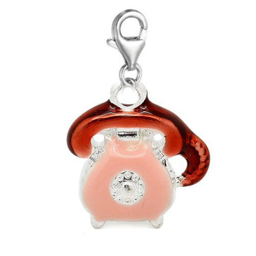 Clip on Telephone Charm Dangle Pendant for European Clip on Charm Jewelry with Lobster Clasp - Sexy Sparkles Fashion Jewelry