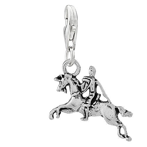 Knight on Horse Clip on Pendant Charm for Bracelet or Necklace