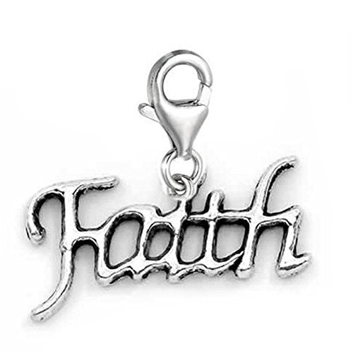 Clip on Faith Dangle Charm Pendant for European Clip on Charm Jewelry w/ Lobster Clasp - Sexy Sparkles Fashion Jewelry