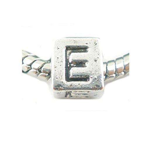 One Alphabet Block Beads Letter E for European Snake Chain Charm Braclets