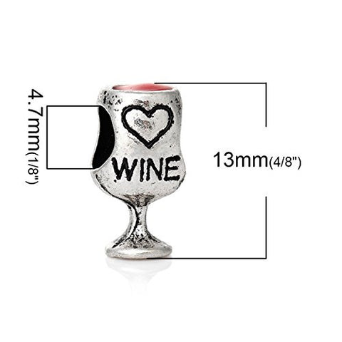 Wineglass Wine Wine Lover Glass Cup Charm Spacer Bead Compatible for all Snake Chain Charm Bracelets - Sexy Sparkles Fashion Jewelry - 3