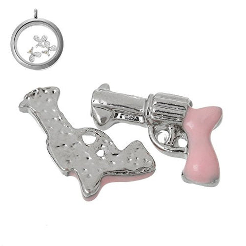 Floating Charms for Glass Living Memory Locket Pendant and Stainless Steel Back Plate (''Gun'' Floating Charm) - Sexy Sparkles Fashion Jewelry - 2