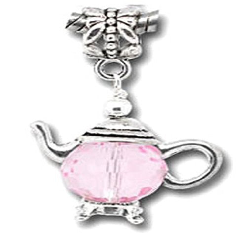 3D Silver Tone Teapot Charm Beads for Snake Chain Bracelet (Pink) - Sexy Sparkles Fashion Jewelry