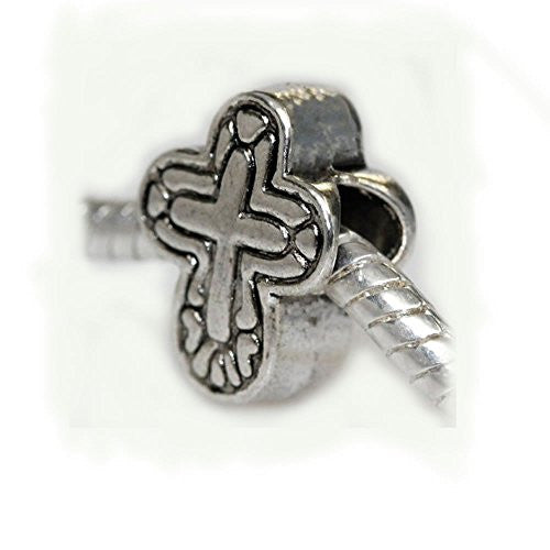 Cross Charm Slide on Bead Spacer European Bead Compatible for Most European Snake Chain Charm Bracelet - Sexy Sparkles Fashion Jewelry - 1