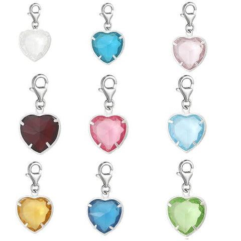 Clip-on April Birthday Heart Dangle Pendant for European Clip on Charm Jewelry w/ Lobster Clasp - Sexy Sparkles Fashion Jewelry - 2
