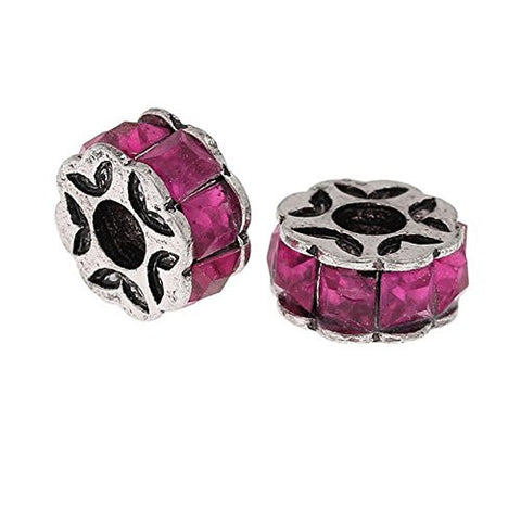 Hot Pink Flower Design Charm Beads for Snake Charm Charm Bracelet - Sexy Sparkles Fashion Jewelry - 1