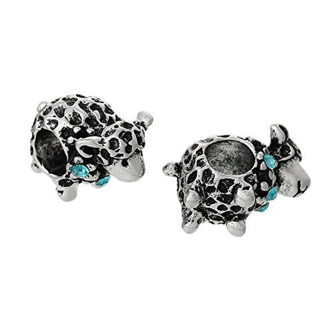 Sheep Animal W/ Skyblue Crystal For European Charm Bead For Snake Chain Bracelet - Sexy Sparkles Fashion Jewelry - 2
