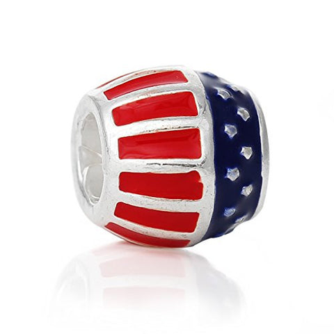 United States American Flag Bead Compatible for Most European Snake Chain Bracelet - Sexy Sparkles Fashion Jewelry - 1