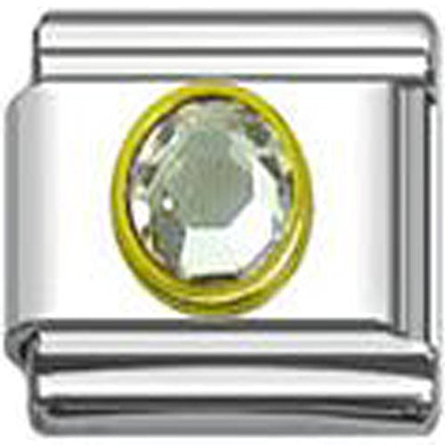 April Crystal Birthstone Italian 9mm Charm Link for Bracelet - Sexy Sparkles Fashion Jewelry - 1