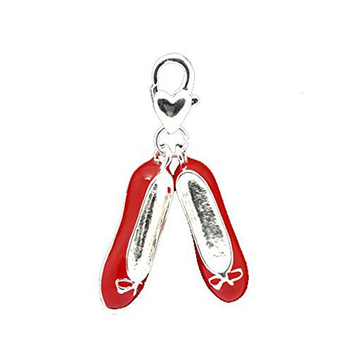 Clip on Red Ballet Shoes Charm Pendant for European Jewelry w/ Lobster Clasp - Sexy Sparkles Fashion Jewelry